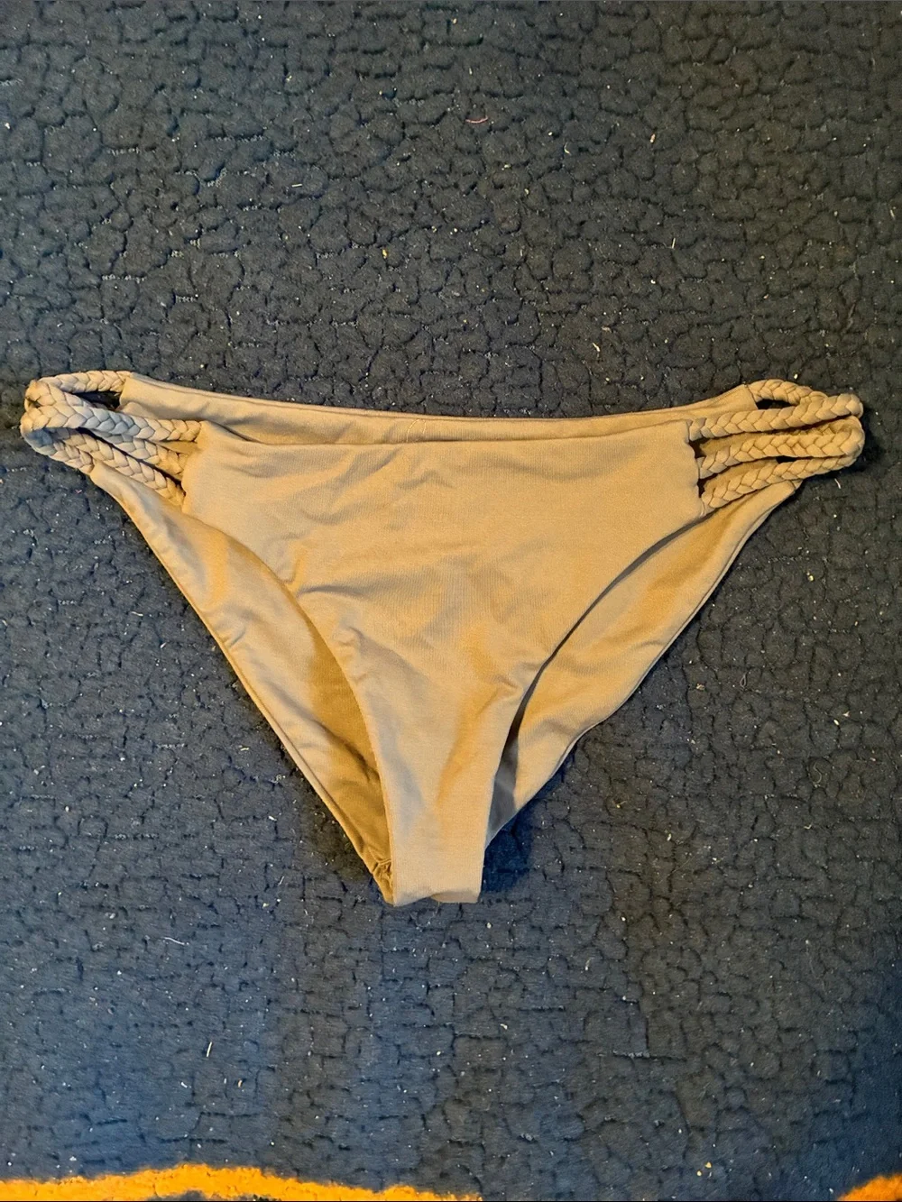 Frankie's Bikinis gray Braided-Side Bikini Bottom